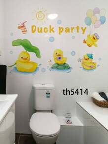 1 件卡通鸭子图案墙贴，现代 PVC 家居墙贴，防水贴纸，墙贴，乙烯基家居装饰贴花，春季装饰品让您的家焕然一新，Rama 装饰贴纸 - 11.81*23.62 英寸 - 彩色 - 查看 5
