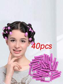 40 pièces Kit de rouleaux de permanente violets - avec 4 têtes de tailles différentes pour des vagues et des boucles naturelles - idéal pour le coiffage fait maison pour les cheveux longs, moyens et courts, outils de coiffure, produits et accessoires capillaires pour les essentiels de voyage du salon de coiffure