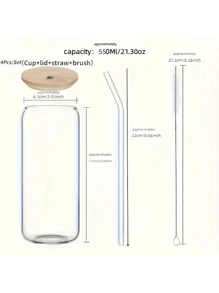 20/13/4/1 套装（550毫升水杯+竹盖+玻璃吸管+吸管刷）21.3盎司（约603.8克）高硼硅玻璃饮水杯，可爱可重复使用，适用于珍珠奶茶、冰咖啡、茶饮，适合餐厅使用，也可作为圣诞装饰、卧室装饰、房间装饰、圣诞礼物、圣诞饰品、家居圣诞装饰 - 彩色 - 查看 14
