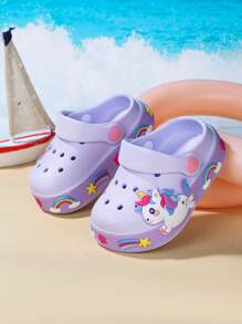 1 Pair Baby Horse Pattern Breathable Non-Slip Slip-On Beach Sandals, Slippers