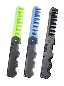 1 pieza Peine plegable para hombres, para cabeza grasa y cabeza ancha, con dientes anchos y textura para modelado, portátil para viajes, con dientes finos para corte de cabello y multifuncional para arreglo de barba