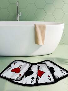 1 件可爱 Ins 风格扑克牌图案地毯，1000g 天鹅绒 + TPR 防水底，时尚有趣的蓬松防滑耐磨不规则形状床边地毯，适用于客厅、卧室、厨房、浴室、洗衣房、游戏室、女孩/男孩房间装饰、家居装饰、所有季节