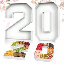 1 件白色字母和数字形状托盘，可装水果、糖果、巧克力、糕点。非常适合毕业典礼、生日、家庭聚会、新娘送礼会、氛围装饰、手工制作、圣诞节