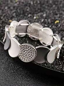 1pc Elegant Minimalist Style Multi-Color Rhinestone Embellished Bracelet, Sophisticated Design Women Accessory