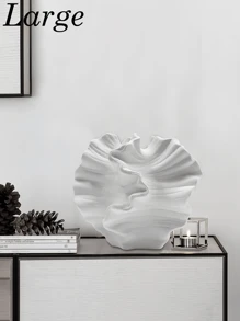 Jarrón con textura ondulada y diseño curvilineo orgánico - Decoración multifuncional para estante, para botánica seca y sistema de sujeción de libros | Escultura minimalista moderna de sobremesa con líneas arquitectónicas | Recipiente de exhibición de doble propósito para un estilo interior creativo (sin flores incluidas)