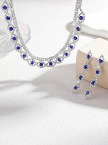 Conjunto de joyería nupcial - Conjunto de joyas de moda talla grande vendido con collar y aretes súper brillantes - Adecuado para uso diario de mujeres, bodas, fiestas, etc.
