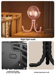 1pc 便携式手持风扇 低噪音带灯风扇 台式学生宿舍迷你风扇 夏季用品 降温工具 户外旅行小风扇 USB 电源线 迷你风扇 便携式风扇 风扇 - 小風扇 - 查看 5