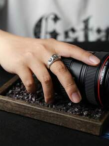 Adjustable Vintage Compass Ring, Open Star Design, Punk Jewelry Gift, Men's Fashion Accessories, Alloy, No Plated Precious Metal, No Inlay, Single Band Style - Compass Open Ring - View 3