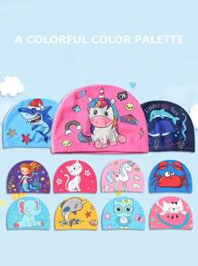 1 buah Topi Renang Kartun, Unisex untuk Anak Laki-laki dan Perempuan, Anti-Selip dan Nyaman Melindungi Telinga, Topi Kain Bergambar Kartun Lucu, Hari Pertama Sekolah - MultiWarna - View 4
