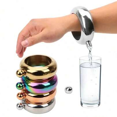 1pc Stainless Steel Bracelet Hidden Liquor Flask Set, Suitable For Whiskey, Vodka And Other Alcoholic Beverages, Sports Water Bottle, Outdoor Activities, Women's Wrist Accessory, Camping Bar Equipment
