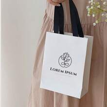 1 pièce Sac en papier avec poignée blanche, sac d'emballage pour bijoux et cadeaux
