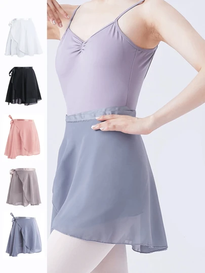 1pc Elegant Women's White Ballet Tutu Skirt With Belt - Sheer Chiffon, Ideal For Dance Practice And Performance, Versatile Wrap-Around Design Covering Hips, Suitable For Gymnastics And Beach Activities, Performance Costume | Wrap Skirt | Polyester Skirt
