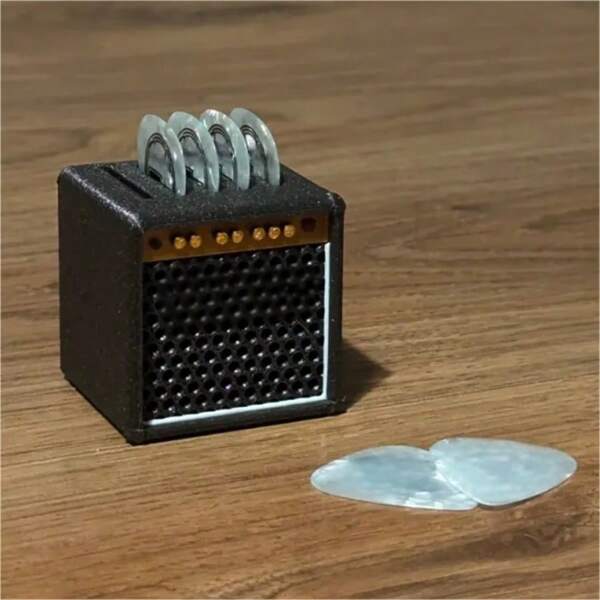 Portapick per chitarra, in plastica, colori misti, accessorio musicale creativo, adatto a plettri da 0,059 pollici e più sottili, design salvaspazio