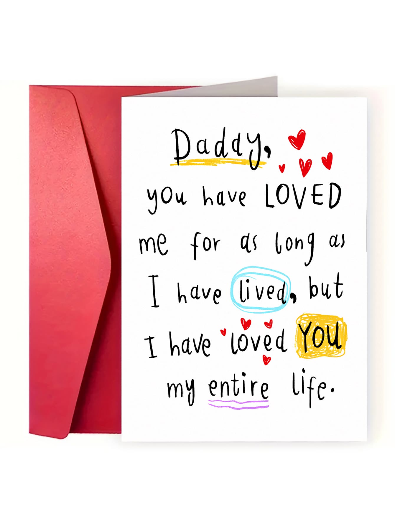 1pc Daddy I Have Loved You My Entire Life Card,Meaningful & Heartfelt Gift For Dad, Birthday Card, Father's Day Personalised Greeting Cards - Multicolor - View 1