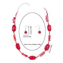 3pcs/Set Fashionable Bohemian Handmade Woven Geometric Resin Crystal Beaded Necklace And Earring Jewelry Set - Irregular 3-piece Set (necklace + Earrings) - View 2