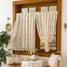1pc Bohemian Lace Sheer Curtain Panel, Countryside Style, With Rod Pocket Top Hanging, Fit For Living Room, Bedroom, Balcony, Kitchen, Cabin, Curtain Decor Gifts Birthday Graduation - Beige - View 3