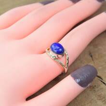 925 Sterling Silver And Brass Onyx Gemstone Jewelry Ring ~ December Month Birthstone ~ Natural Crystal Gemstone Ring ~ Gift For Valentine Day - 青金石 - 查看 2