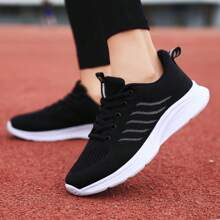 Chaussures de sport pour femmes, légères, basses, à lacets devant, chaussures de course noires décontractées, convenant à la fitness, la randonnée et les voyages