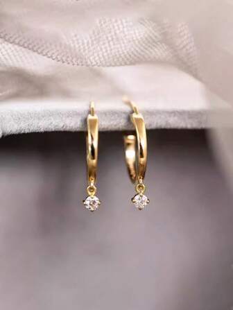 1 对青少年漂亮方晶锆石耳坠，适合日常装饰、派对珠宝、生日礼物