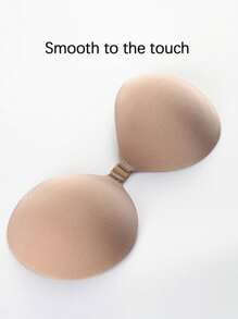 1pc Reusable Thick Bust Enhancing Adhesive Bra, Lift & Cleavage Boost Backless, Strapless Invisible Bra For Women - Apricot - View 5