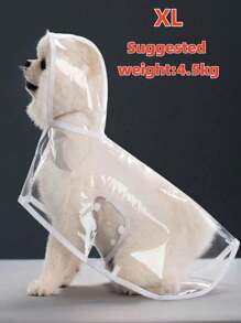 1 件 PU 透明防水宠物雨衣适合狗狗在雨天使用，宠物狗雨衣，宠物连帽防水夹克，柔软衣服