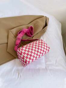 Kids Colorblock Letter Print Casual Messenger Bag - A - View 6