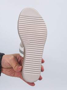 Giày sandal đế xuồng màu trắng cho nữ, phong cách thời trang thoải mái, giản dị, đa năng, thích hợp để mặc hàng ngày, đi làm, du lịch ngoài trời - trắng - Xem 6