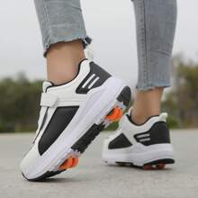 Detachable 4-Wheel Roller Skates For Teenagers And Youths, Lightweight For Running, Skating, Unisex Design For Walking And Ice Skating, With 4 Wheels, Suitable For All Seasons - Black and White - View 6