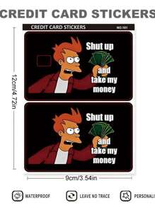 1/2/4 Pcs Cartoon Pattern Durable PVC Card Stickers, Scratch-Resistant Ultra-Thin Anti-Fingerprint Decals, Suitable For Credit Cards, Bank Cards, Transportation Cards Decoration, Cool Personalized Creative Gifts,Back To School,School Supplies - Multicolor - View 11