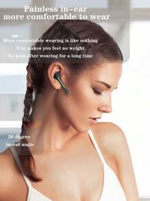 WoSD TWS 5.3 无线耳机，立体声高保真音乐耳机，带麦克风，低延迟游戏耳机 - 黑色 - 查看 5