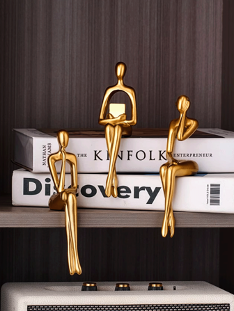 1pc高端北欧轻奢坐姿抽象艺术人物摆件高端家居客厅卧室样板房装饰思考者树脂工艺品