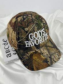 Vintage Camo Baseball Cap, Women's 3D Embroidery Print Street Snapback Hat, Cool Unisex Cap - A - View 3