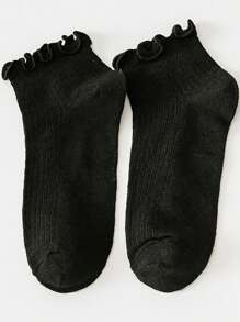 1/3/5/双，女士优雅翻边袜子，透气涤纶混纺，带弹性，中筒薄款设计，各种柔和色调 - 可机洗，可爱的袜子