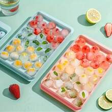 33-Grid Round Ice Cube Tray, Polished Glossy, Dustproof, Suitable For Home Kitchen (33-Grid Ball Tray - Pink)