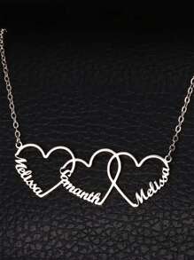 Colier personalizat cu nume în formă de inimă 1 bucată, colier personalizat cu 1-5 nume Colier de culoare auriu din oțel inoxidabil, colier cu nume personalizat, cadou de Crăciun Bijuterii simple cu nume de femei, cadou pentru ea, argintiu, elegant, colorat, de epocă, simplu, unisex, ocazional, drăguț, cadouri personalizate, , personalizate, personalizate Cadouri pentru ea, ea, iubit, iubita, tata, mama, familie, prieteni, pentru aniversari, pentru zile de nastere, pentru absolvire, pentru bal, pentru petrecere