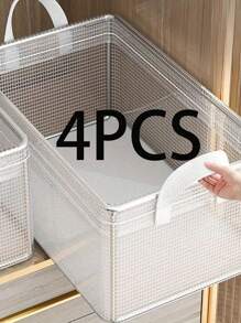 2 件塑料储物盒，带钢架和加固手柄，可堆叠透明储物箱，带盖，用于存放衣服、书籍、家居和宿舍必需品，适合返校