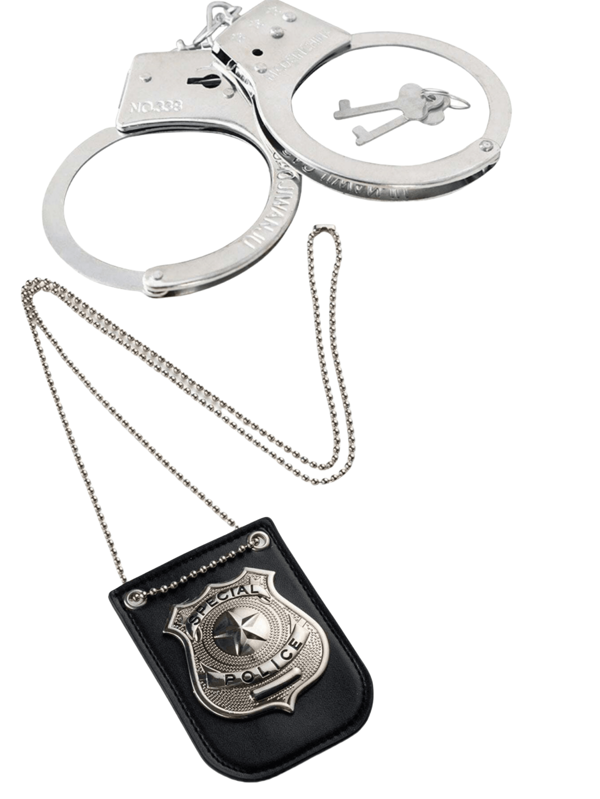 Set de 2 placas de policía de Halloween con cordón y hebilla de cinturón de uniforme de policía, de acero inoxidable universal