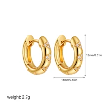 1 Pair Elegant Minimal Geometric Triangle Pattern Rhinestone Hoop Earrings For Women - Gold - View 4