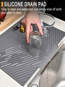 1pc/3pcs,S/M/L,Silicone Kitchen Dish Drying Mat Drainer Mat Protection Heat Resistant Counter Top Mat Sink Non Slip For Coffee Shops Bars Tools(Gray/White) - Multicolor - View 7