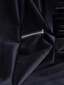 1 pieza Cortina premium de terciopelo negro con borde de encaje, elegante para villa, casa, sala de estar, decoración de dormitorio
