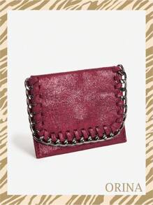 Y2K Fashion Personalized Rock Style Simple Short Chain Card Holder Coin Purse Clutch Wallet For Women Wallet Mini Wallet Purse Wallet Card Wallet - Burgundy - View 2