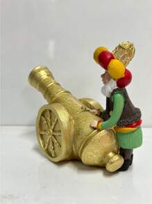 1pc Resin Decorative Statue With Traditional Figure, Holiday Celebration Statue With Gold Crescent Base, Suitable For Home And Office Decor, Large Size - 1 - View 3