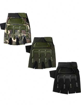 1 Pair Kids Bike Gloves Kids Half Finger Fingerless Workout Gloves Non-Slip Gel For Bike Motorcycle,Random Style