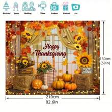 1 件带有南瓜和向日葵的丰收主题派对装饰、感恩节火鸡照相亭背景、秋季节日墙壁装饰横幅、聚酯感恩节背景横幅 - 彩色 - 查看 12