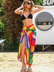 Hawaiian Sarong Wraps For Women Swimsuit Coverup Long Bikini Skirt Cover Ups Swimwear Pareo Beach Cover Up