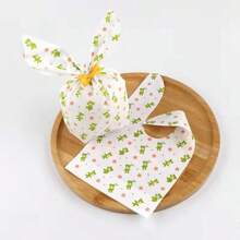 50pcs Candy Bags, Cookie Bags, Gift Bags For Easter, Cute Cartoon Rabbit Ear & Ditsy Floral Pattern, Party Favor Packaging Bags, Gift Bags