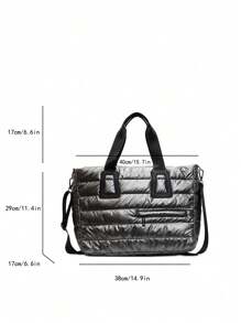 1 pieza Bolsa de tela acolchada de color de arma, bolsa de viaje con cierre de cremallera de gran capacidad, diseño de moda y minimalista para viajes y gimnasio