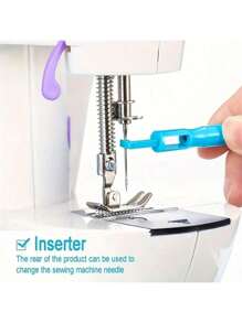 1pc Sewing Tool For Elderly, Automatic Needle Threader, Household Sewing Machine Accessories, Plastic Quick Sewing Needle Threader - Blue - View 4
