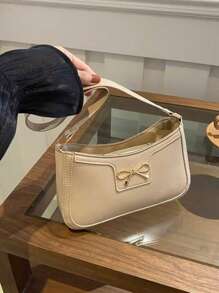 Elegant Crescent-Shaped Underarm Shoulder Bag For Women, Chic Casual Fashion, Solid Color Underarm Bag - Khaki - View 6