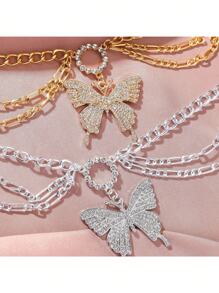 1pc Multi-Layer Big Butterfly Anklet, Punk Style Anklet For Women, Wedding Accessory